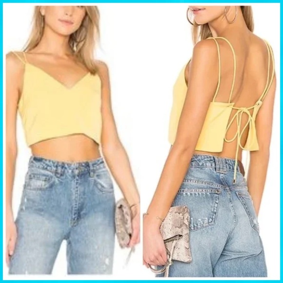 superdown Tops - Superdown Yellow Strappy Crop Top